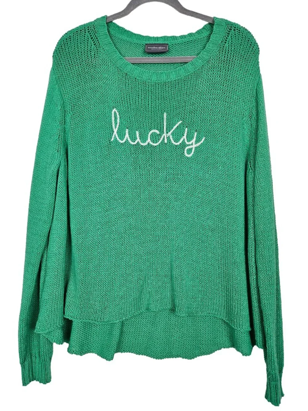 Wooden Ships Lucky Green Embroidered Sweater M/L